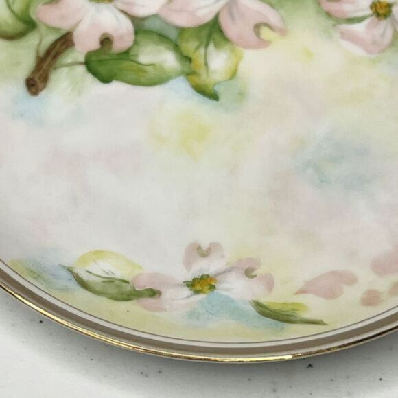 Vintage Royalton China Translucent Porcelain Plate‎ Pink Dogwood Floral Pastels - Picture 4 of 6